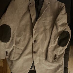 Classic Chaps tan cord Blazer w/ Brown elbow patches